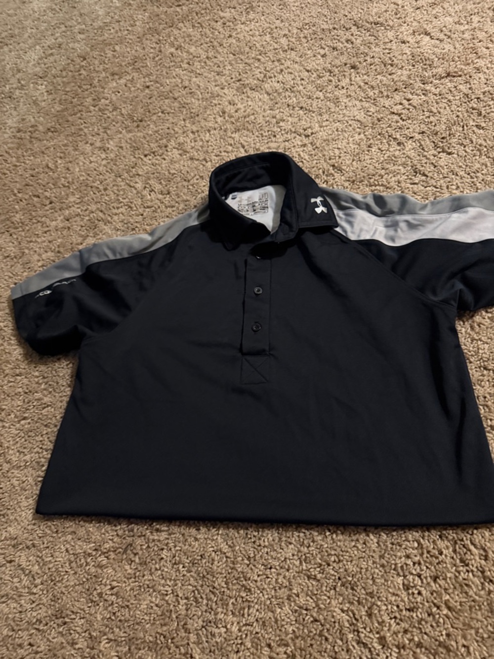 Under Armour Black Polo with Gray Shoulder Panels